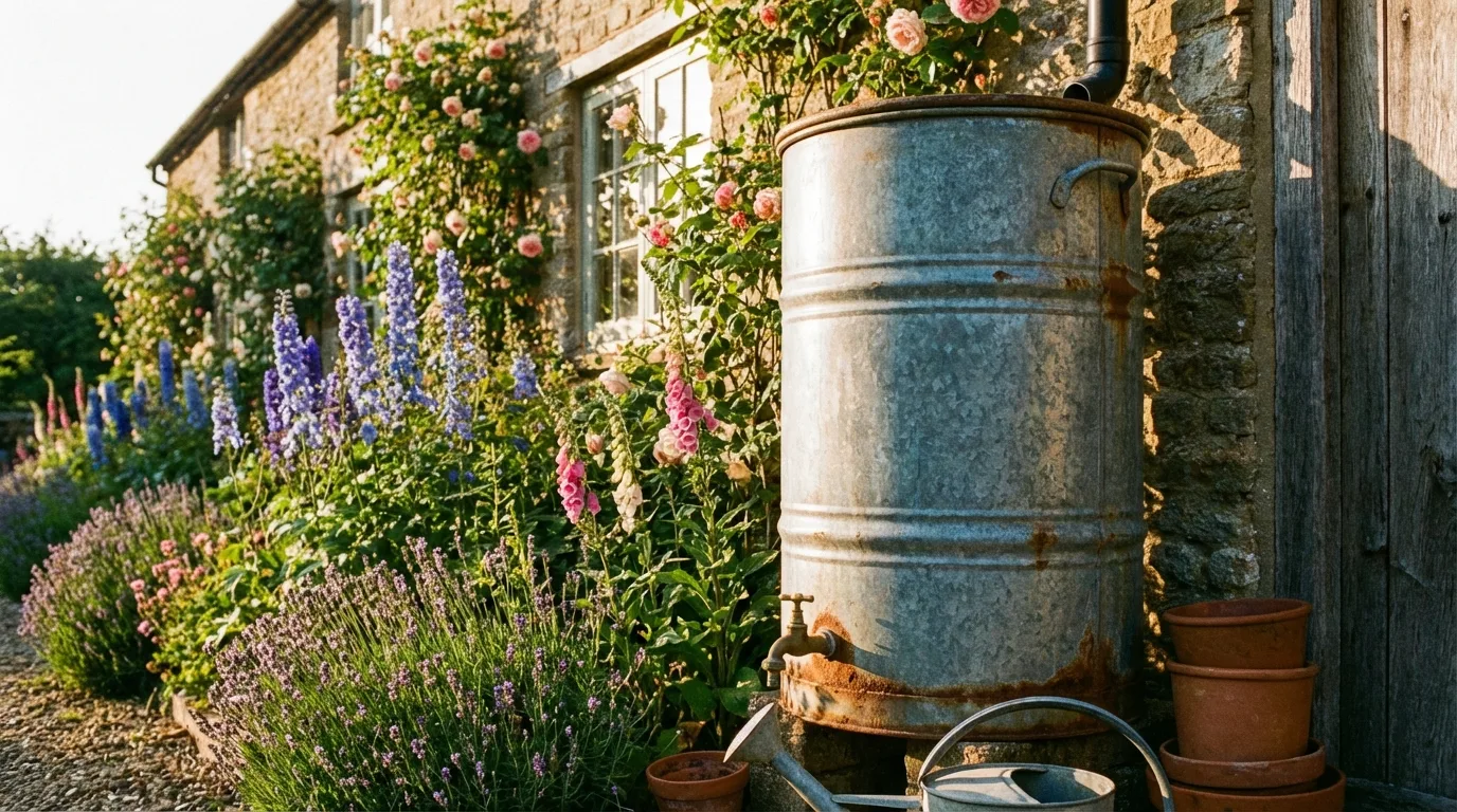 Natural-Look Barrel With Stone Base